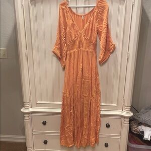 Free People Vibrant Orange Maxi Dress